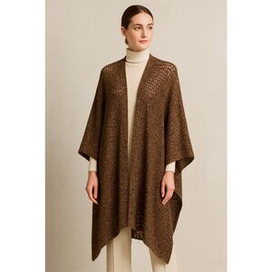 St John Sport Wool Alpaca Blend Open Knit Cardigan OS Old Money Fall Chic